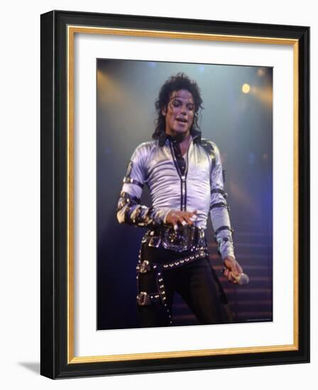 Pop Entertainer Michael Jackson Singing at Event-David Mcgough-Framed Premium Photographic Print