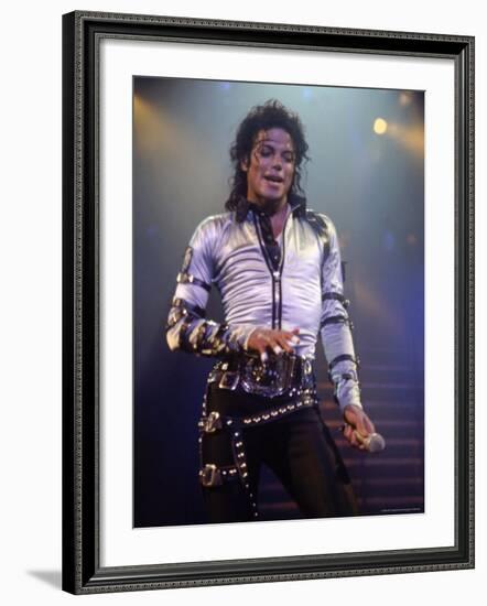 Pop Entertainer Michael Jackson Singing at Event-David Mcgough-Framed Premium Photographic Print