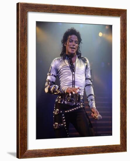 Pop Entertainer Michael Jackson Singing at Event-David Mcgough-Framed Premium Photographic Print