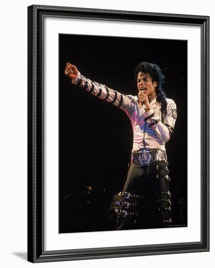 Pop Entertainer Michael Jackson Singing at Event-David Mcgough-Framed Premium Photographic Print