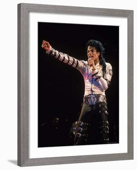 Pop Entertainer Michael Jackson Singing at Event-David Mcgough-Framed Premium Photographic Print