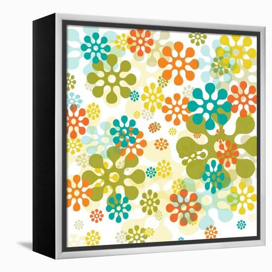 Pop Flowers-Jan Weiss-Framed Stretched Canvas