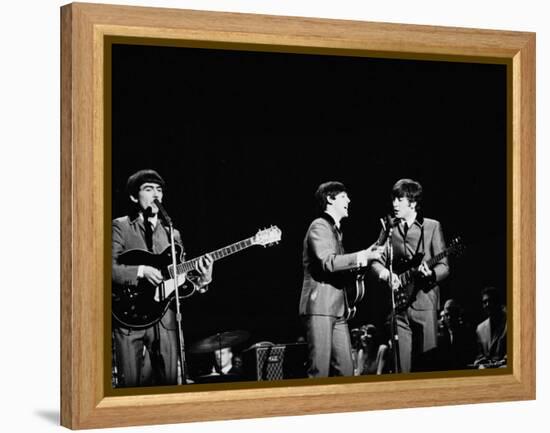 Pop Music Group the Beatles in Concert George Harrison, Paul McCartney, John Lennon-Ralph Morse-Framed Premier Image Canvas