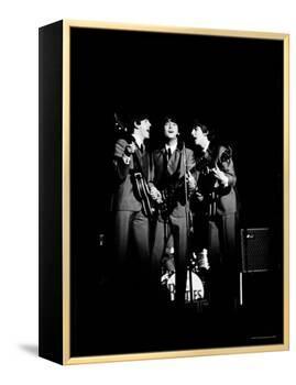 Pop Music Group the Beatles in Concert Paul McCartney, John Lennon, George Harrison-Ralph Morse-Framed Premier Image Canvas