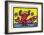 Pop Shop (Dolphin Rider)-Keith Haring-Framed Art Print