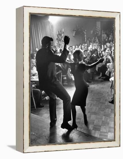 Pop Singer Chubby Checker Singing His Hit Song "The Twist" at the Crescendo Nightclub-Ralph Crane-Framed Premier Image Canvas