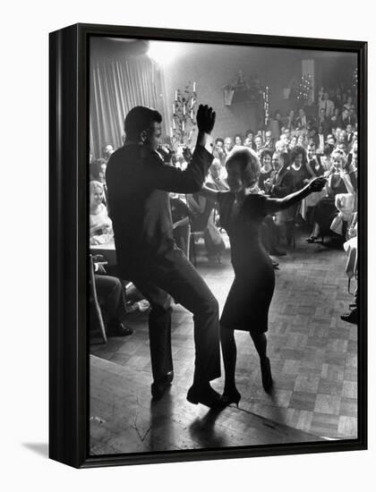 Pop Singer Chubby Checker Singing His Hit Song "The Twist" at the Crescendo Nightclub-Ralph Crane-Framed Premier Image Canvas