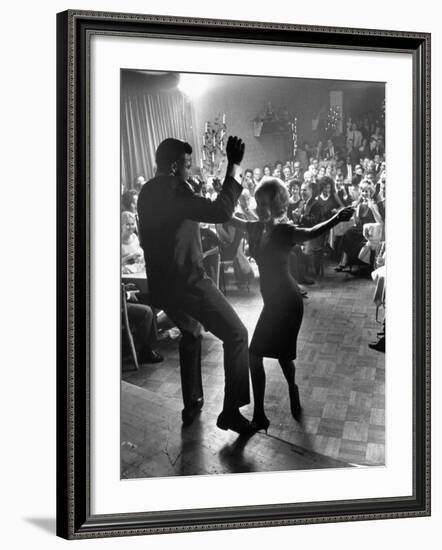 Pop Singer Chubby Checker Singing His Hit Song "The Twist" at the Crescendo Nightclub-Ralph Crane-Framed Premium Photographic Print