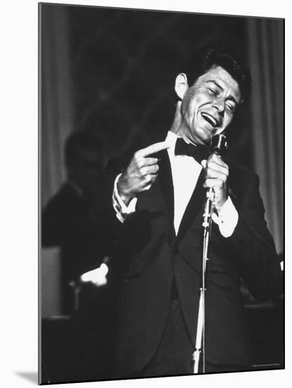 Pop Singer Eddie Fisher Giving His All on Opening Night of an Engagement at Coconut Grove Nightclub-Allan Grant-Mounted Premium Photographic Print