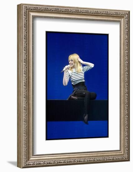 Pop Singer Kylie Minogue Performing Live on Stage During a Concert at Hammersmith Apollo-null-Framed Photographic Print