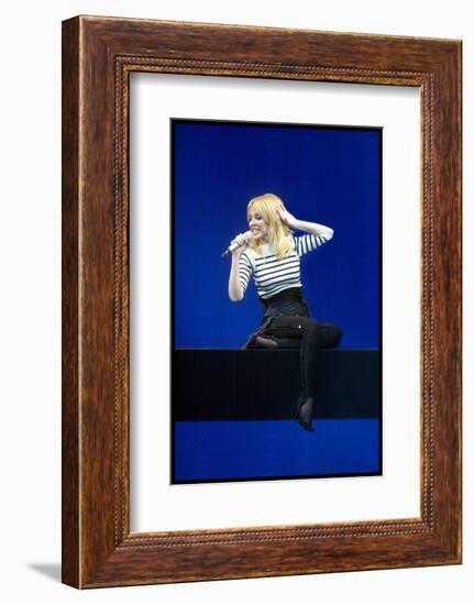 Pop Singer Kylie Minogue Performing Live on Stage During a Concert at Hammersmith Apollo-null-Framed Photographic Print