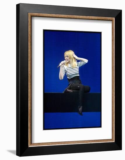 Pop Singer Kylie Minogue Performing Live on Stage During a Concert at Hammersmith Apollo-null-Framed Photographic Print