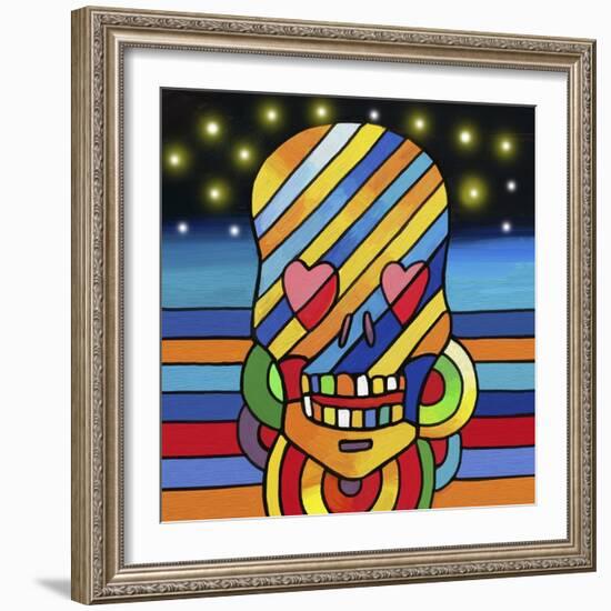 Pop Skull Stripes-Howie Green-Framed Giclee Print