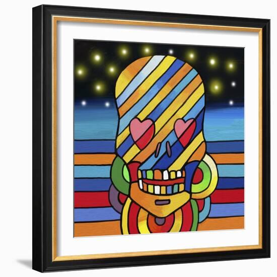 Pop Skull Stripes-Howie Green-Framed Giclee Print