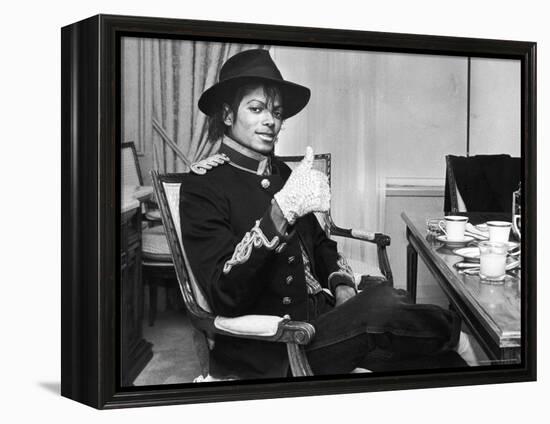 Pop Star Michael Jackson in His Hotel Room Prior to Party for Him at the Museum of Natural History-David Mcgough-Framed Premier Image Canvas
