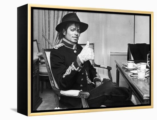 Pop Star Michael Jackson in His Hotel Room Prior to Party for Him at the Museum of Natural History-David Mcgough-Framed Premier Image Canvas