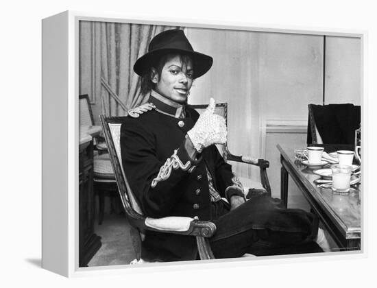 Pop Star Michael Jackson in His Hotel Room Prior to Party for Him at the Museum of Natural History-David Mcgough-Framed Premier Image Canvas