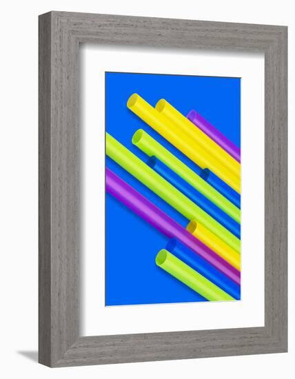 Pop Straws Collection - Blue & Colourful-Philippe Hugonnard-Framed Photographic Print