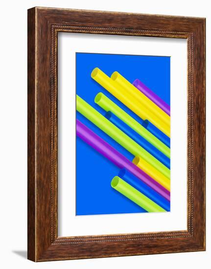 Pop Straws Collection - Blue & Colourful-Philippe Hugonnard-Framed Photographic Print