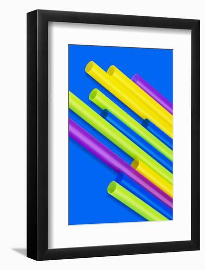 Pop Straws Collection - Blue & Colourful-Philippe Hugonnard-Framed Photographic Print