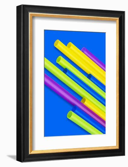 Pop Straws Collection - Blue & Colourful-Philippe Hugonnard-Framed Photographic Print