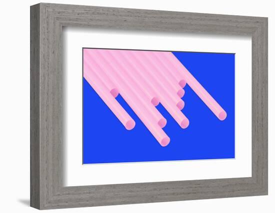 Pop Straws Collection - Blue & Light Pink-Philippe Hugonnard-Framed Photographic Print