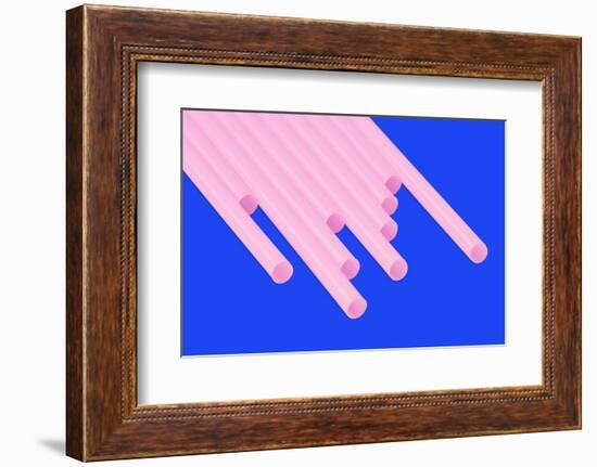 Pop Straws Collection - Blue & Light Pink-Philippe Hugonnard-Framed Photographic Print