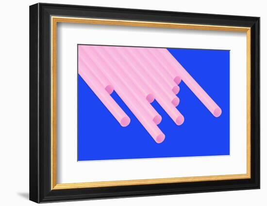 Pop Straws Collection - Blue & Light Pink-Philippe Hugonnard-Framed Photographic Print