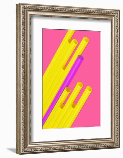 Pop Straws Collection - Dark Pink & Yellow-Philippe Hugonnard-Framed Photographic Print