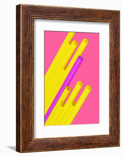 Pop Straws Collection - Dark Pink & Yellow-Philippe Hugonnard-Framed Photographic Print