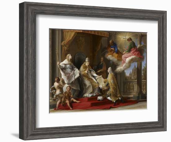 Pope Benedict XIV Presenting the Encyclical 'Ex Omnibus' to the Comte De Stainville-Pompeo Girolamo Batoni-Framed Giclee Print