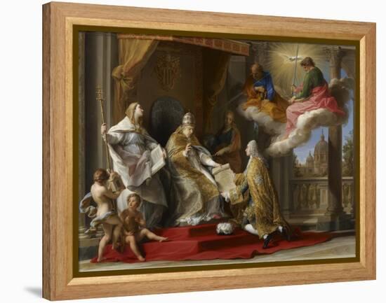 Pope Benedict XIV Presenting the Encyclical 'Ex Omnibus' to the Comte De Stainville-Pompeo Girolamo Batoni-Framed Premier Image Canvas