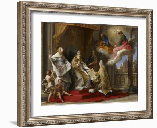 Pope Benedict XIV Presenting the Encyclical 'Ex Omnibus' to the Comte De Stainville-Pompeo Girolamo Batoni-Framed Giclee Print