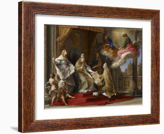 Pope Benedict XIV Presenting the Encyclical 'Ex Omnibus' to the Comte De Stainville-Pompeo Girolamo Batoni-Framed Giclee Print