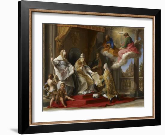 Pope Benedict XIV Presenting the Encyclical 'Ex Omnibus' to the Comte De Stainville-Pompeo Girolamo Batoni-Framed Giclee Print