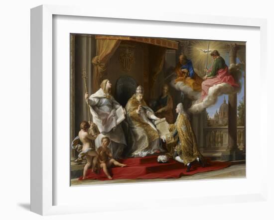 Pope Benedict XIV Presenting the Encyclical 'Ex Omnibus' to the Comte De Stainville-Pompeo Girolamo Batoni-Framed Giclee Print