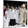 Pope Benedict XVI Acknowledges the Crowd as He Arrives for a Mass-null-Mounted Photographic Print