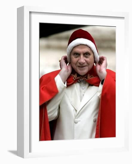 Pope Benedict XVI Arriving for the Weekly General Audience in St. Peter's Square at the Vatican-null-Framed Photographic Print