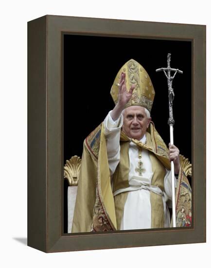 Pope Benedict Xvi Delivers His ''Urbi Et Orbi'' Message-null-Framed Premier Image Canvas