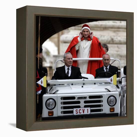 Pope Benedict XVI on His Popemobile, Arriving for the Weekly Audience in St. Peter's Square at the -null-Framed Premier Image Canvas