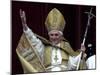 Pope Benedict XVI Waves to Pilgrims and Faithful fromSt. Peter's Basilica at the Vatican-null-Mounted Photographic Print