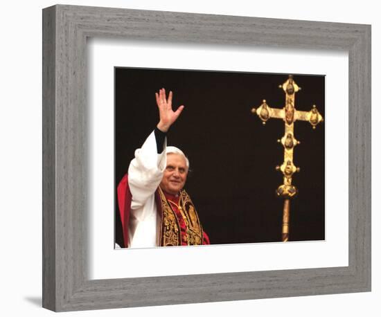 Pope Benedict XVI Waves to the Crowd-null-Framed Photographic Print