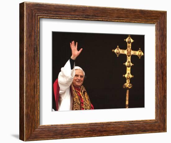 Pope Benedict XVI Waves to the Crowd-null-Framed Photographic Print