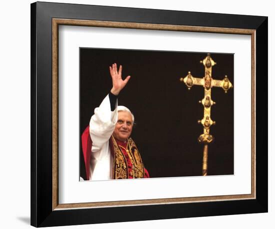 Pope Benedict XVI Waves to the Crowd-null-Framed Photographic Print