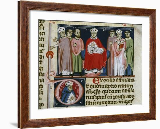 Pope Boniface VIII (1235-1303), Miniature from Decretales, Italy, 13th Century-null-Framed Giclee Print