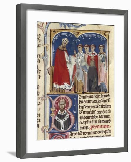 Pope Boniface Viii Receives a Manuscript Containing His Laws-null-Framed Giclee Print