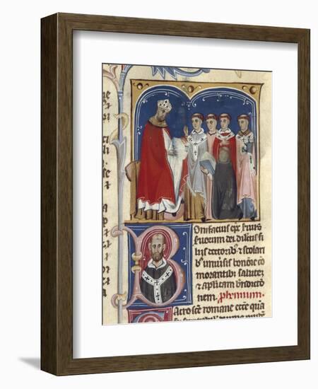 Pope Boniface Viii Receives a Manuscript Containing His Laws-null-Framed Giclee Print