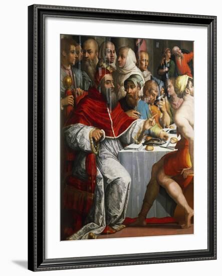 Pope Clement VII in Guise of San Gregorio, Detail from Dinner of St Gregory Great, 1540-Giorgio Vasari-Framed Giclee Print