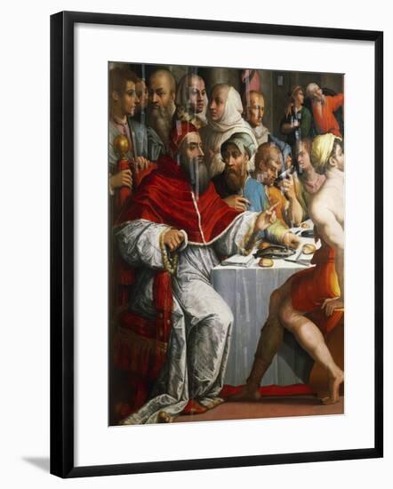 Pope Clement VII in Guise of San Gregorio, Detail from Dinner of St Gregory Great, 1540-Giorgio Vasari-Framed Giclee Print