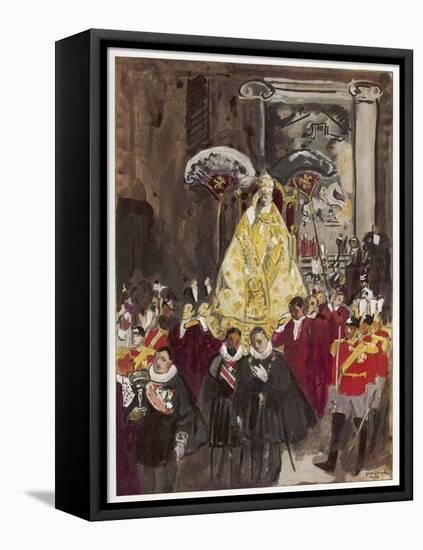 Pope in Procession-Yves Brayer-Framed Stretched Canvas